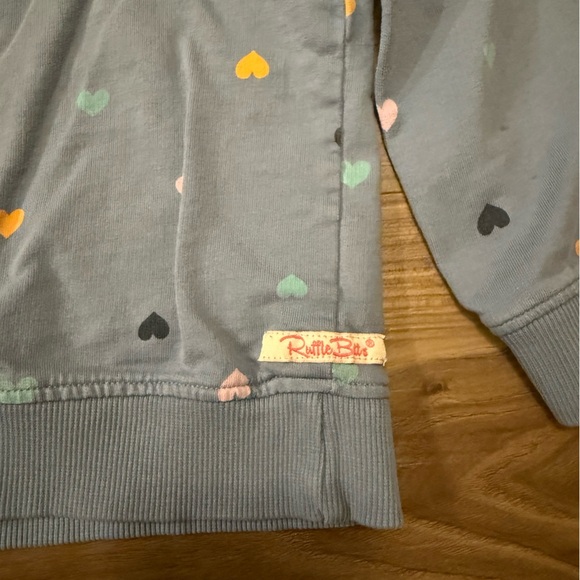 Ruffle Butts Girls Blue Heart Ruffle Sweatshirt size 5 - Picture 3 of 5